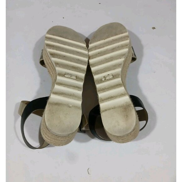 Boden Lena Sandal Size 40 8.5 Black Gold Espadrille Platform Ankle Strap - Picture 9 of 12